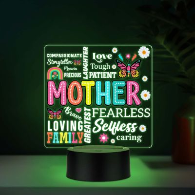 Inspirational Quote UV Print Auto Color Changing LED Lamp for Mom   Acrylic Light
